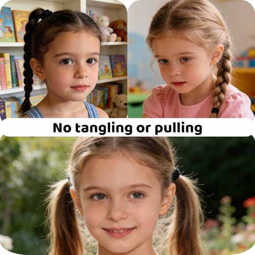 500 Black Baby Hair Ties - Soft Seamless Ponytail Holders for Toddlers