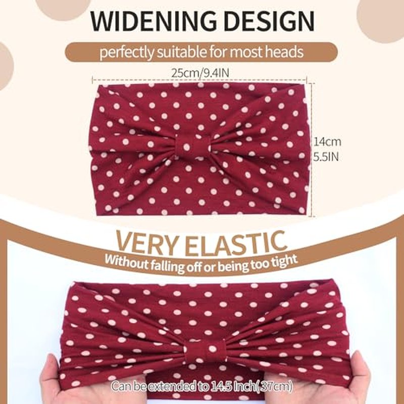 KU Wide Headbands for Women - 6 Pack Soft Elastic Sports & Yoga