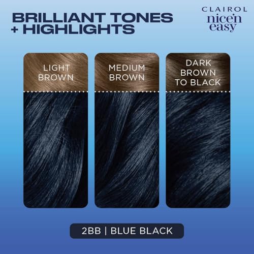 Clairol Nice'n Easy Permanent Hair Dye, 2BB Blue Black Hair Color, Pack of 2