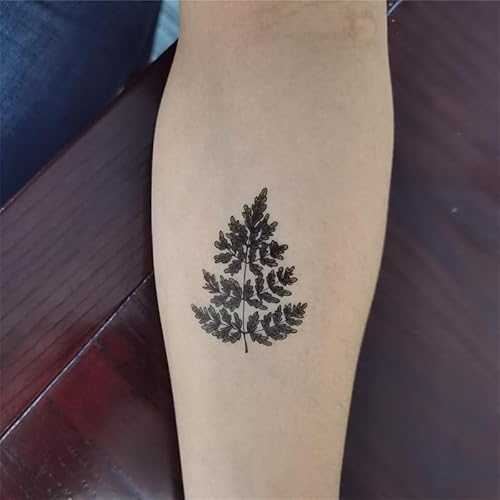 Green Fern Temporary Tattoo Sticker Waterproof Plant Leaf Sunflowers Adult Men Women Vintage 15X11cm Set of 4 (SF254)