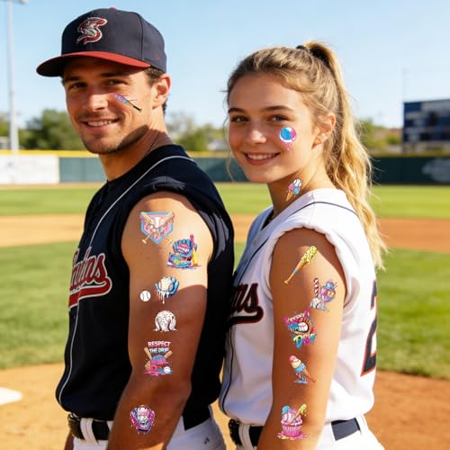 Baseball Drip Temporary Tattoos - 8 Sheets Ice Cream Party