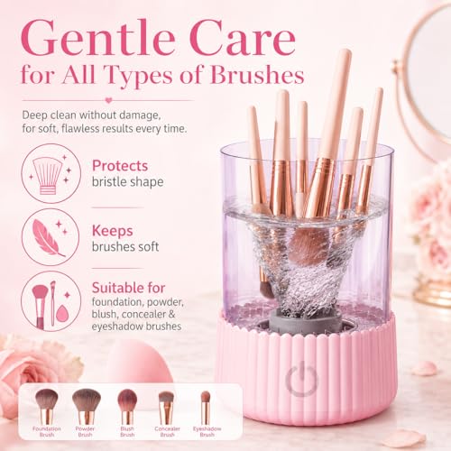 Electric Makeup Brush Cleaner with Silicone Pad - Portable, USB