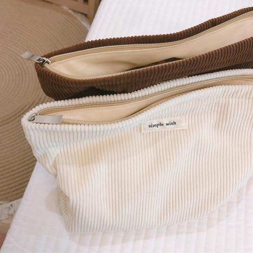 Wudygirl Makeup Bag 10.5"x7.5" Corduroy Canvas Travel Cosmetic Pouch