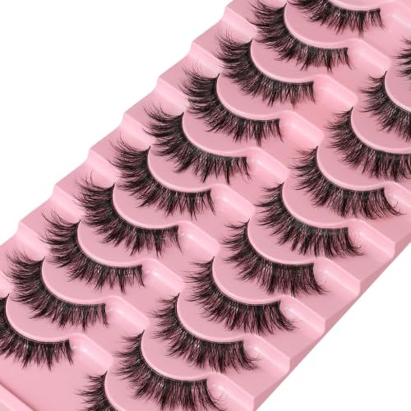 QUNETY Cat Eye False Eyelashes - Wispy Lash Strips for Daily Glam