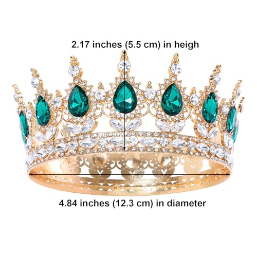 Green Crystal Rhinestone Crown Tiara for Women