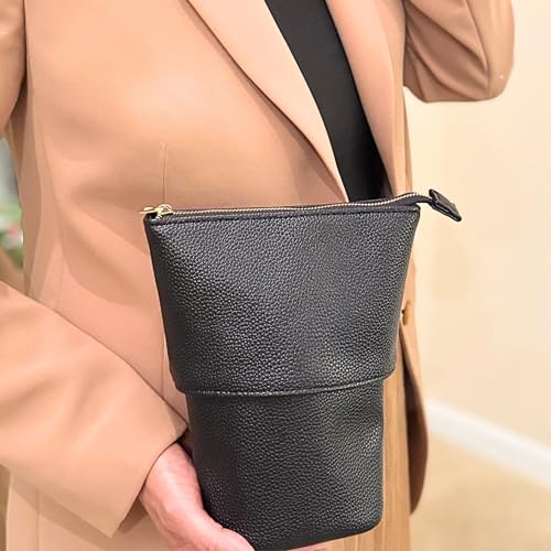 JAZD Convertible Travel Makeup Brush Bag Beige - Stand-Up Cosmetic Organizer