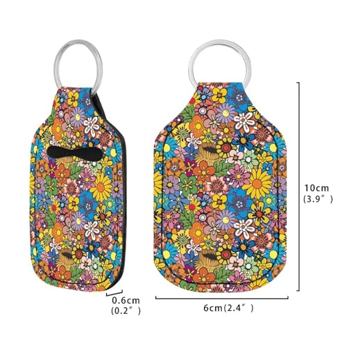Travel Bottle Keychain Holder Set with Neoprene Sleeves