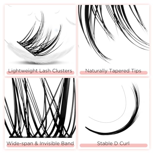 Lash Clusters Manga Individual Lashes C Curl Wispy Eyelash Clusters Eyelash Extension Wet-Look Spiky Cluster Lashes (MaxiGlam07)
