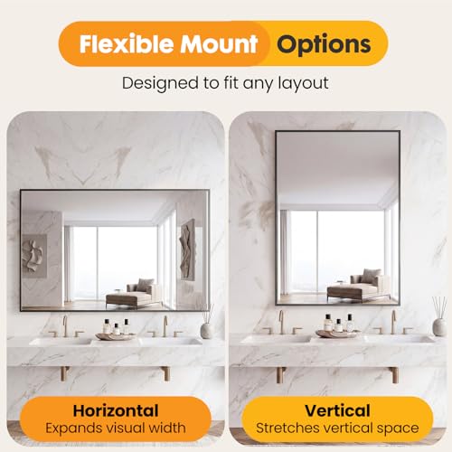 Sweetcrispy 30x48 Rectangular Bathroom Mirror - Modern Wall Mount