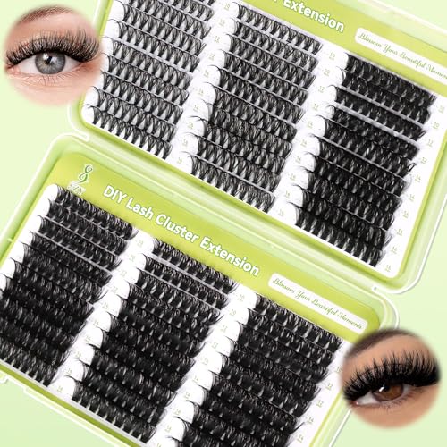 Lash Clusters Kit 570pcs 6 Styles D Curl Wispy Eyelashes with Bond Seal