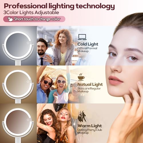 MOMOKUBA Makeup Mirror 30X Magnifying, LED Lighted, Height Adjustable