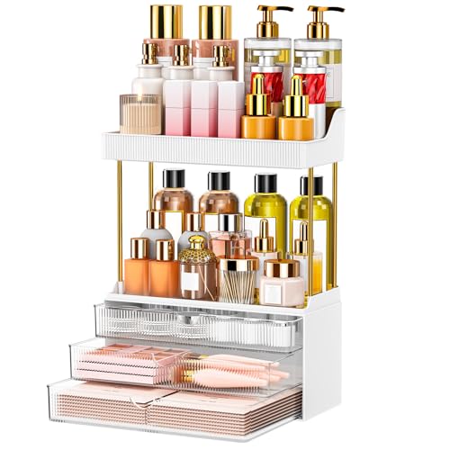 Clear Acrylic Makeup Organizer - 3 Drawer 2-Shelf Storage