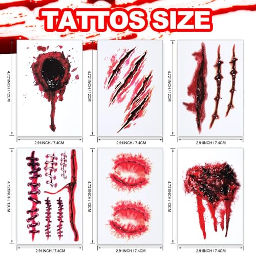 Halloween Face Tattoos – 30 Sheets Realistic Scars & Wounds