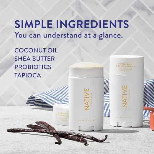 Native Aluminum-Free Clean Deodorant with Natural Derived Ingredients, 72HR odor control | Deodorant for Women and Men | Baking Soda, Coconut Oil, Shea Butter | Buttercream & Vanilla