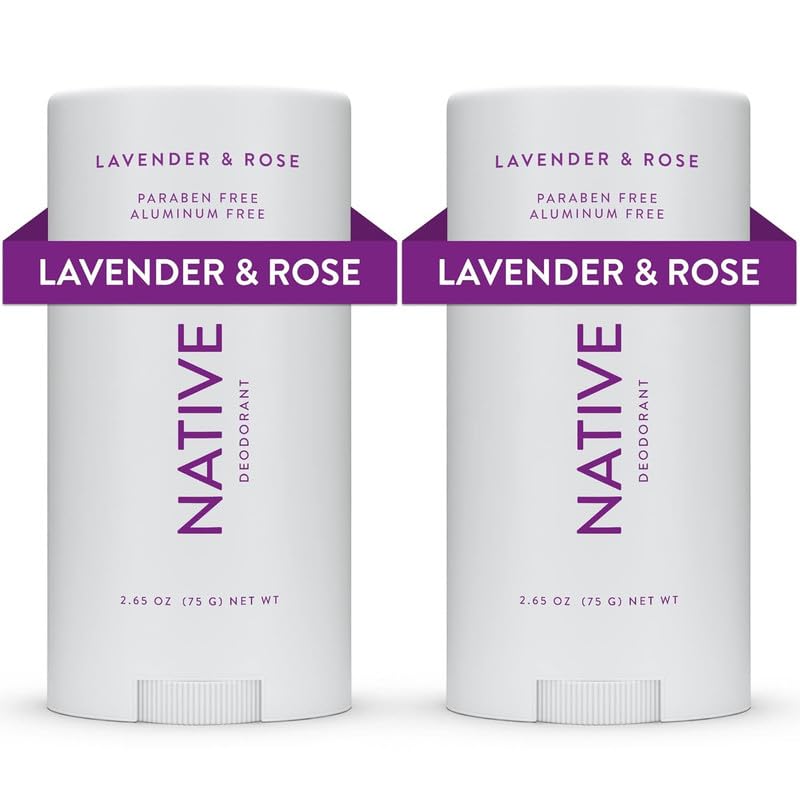 Native Deodorant Contains Naturally Derived Ingredients, 72 Hour Odor Control | Deodorant for Women and Men, Aluminum Free with Baking Soda, Coconut Oil and Shea Butter | Lavender & Rose, 2-Pack