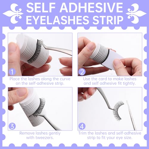 5 Pairs D Curl Eyelashes with 18 Self-Adhesive Strips