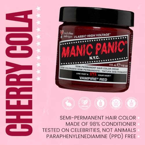 Manic Panic Vampire Red Semi-Permanent Hair Dye 4 oz – Direct-Apply, Vegan