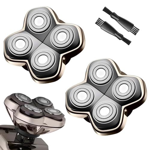 2Pack PRO 4 Head Replacement Blade Compatible with Pitbull Shaver Replacement Blade,Rotary 4 Blades Compatible with Skull Pitbull Gold/Silver/Platinum PRO,Blades Fit for Butterfly Kiss Head Shavers.