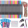 Lictin Temporary Tattoo Markers, 16 Colors with 80 Stencils