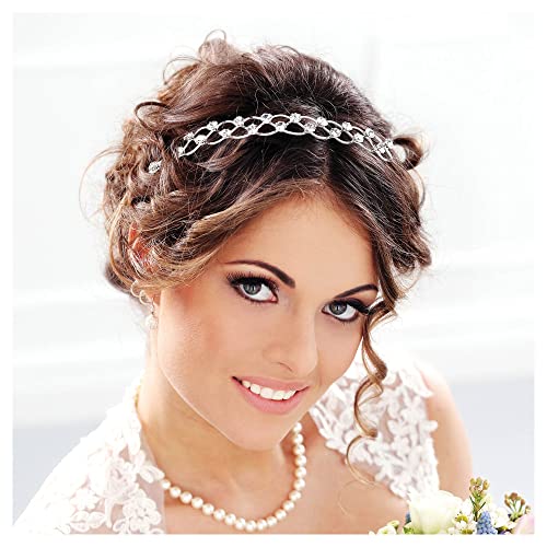 Braided Metal with Acrylic Gems Headband - .62" x 5", 1 Piece - Perfect for Weddings, Parties, Anniversaries