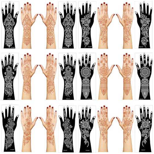 Henna Tattoo Stencil Kit - 12 Sheets Hand Forearm Templates