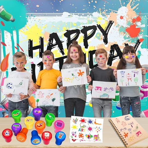36-Piece Art Party Favors Set - 24 Temporary Tattoos & 12 Stamps
