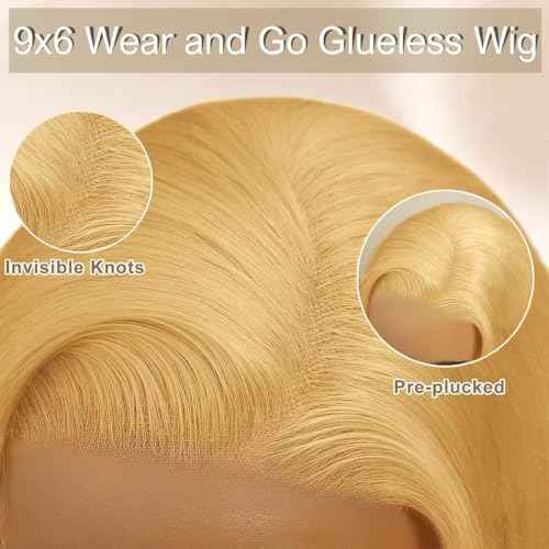28 Inch Honey Blonde Wig Human Hair 220% Density 9x6 Body Wave Lace Front Wigs Human Hair Pre Plucked Colored 27# HD Frontal Wigs