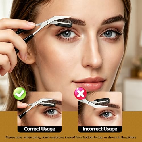 2-in-1 Eyebrow Scissors with Comb - Precision Trimmer for Men & Women
