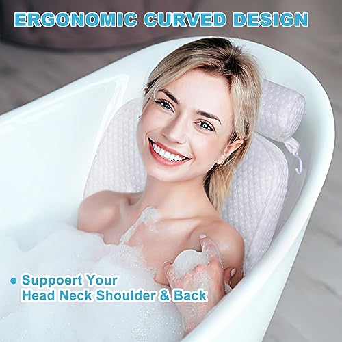 Bath Pillow for Tub with Neck & Back Support
