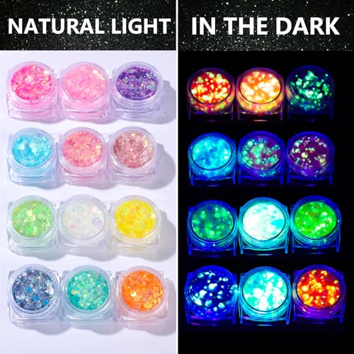 Teenitor Glow in Dark Body Glitter Gel - 24 Colors