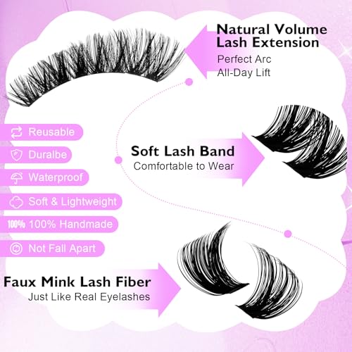 WENDY LASHES Lash Clusters 80D+100D Eyelash Clusters 462PCS Wispy Individual Lashes, 10-18MM D-curly Lash Extension DIY Cluster Eyelash Extensions for Beginners