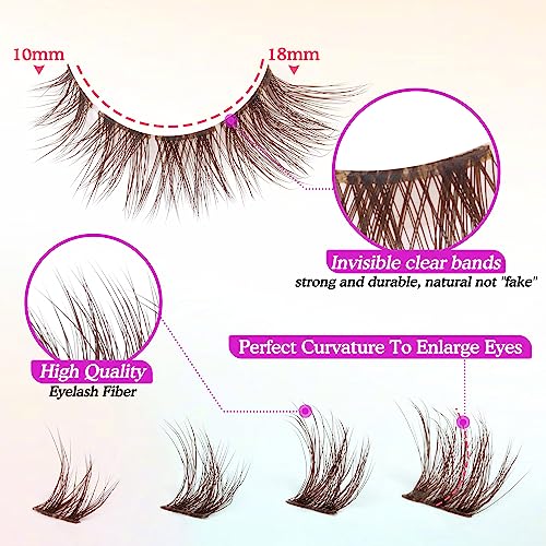 7 Pairs Brown Wispy Cluster Lashes - DIY Fluffy False Eyelashes