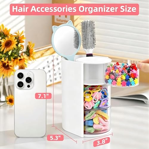Luscinia 3-Layer Rotating Hair Accessories Organizer with Brush Holder