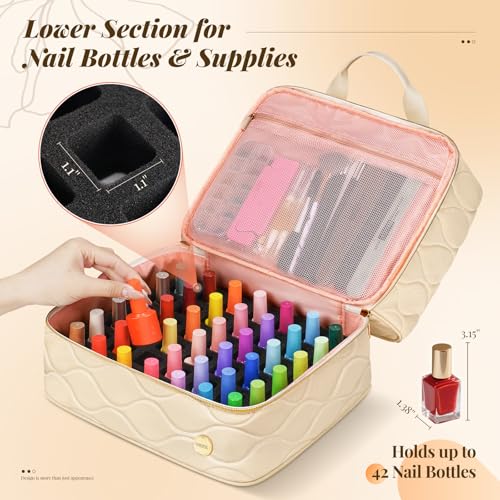 YOREPEK Nail Polish Organizer Case for 42+ Bottles