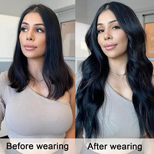 Bilisar Clip in Hair Extensions for Women Highlight Wavy Curly Long Synthetic Hairpieces for Women 20 inch 4pcs Ash Brown mix Ash Blonde Full Head