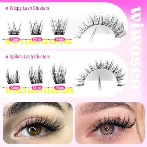 wiwoseo Wispy Lash Clusters Natural Eyelash Clusters Eyelash Extensions Clusters Lashes Natural Lash Extensions Lashes Clusters Lashes 2 Styles Pesta?as Postizas Naturales for Beginners (10-14MM)