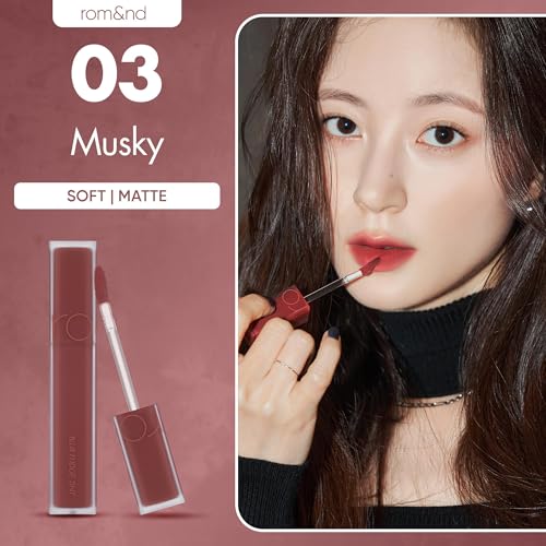 rom&nd Blur Fudge Tint 03 Musky - Iconic Burnt Orange Brick Velvety Matte Lip Tint | Non-Drying, Effortless Blur Effect K-Beauty Liquid Lipstick for All Skin Tones