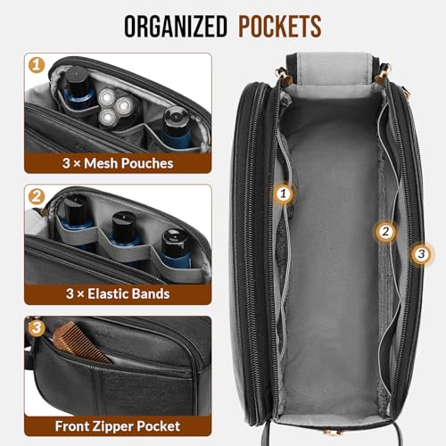 Men's Water-Resistant PU Leather Toiletry Bag Organizer