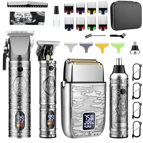 GSKY Professional Hair Clippers & Beard Trimmer Set - 4 in 1 Grooming Kit with USB Charging