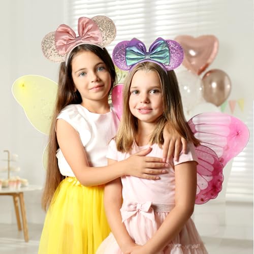6 Pack Sequin Mouse Ears Headbands for Cosplay & Parties
