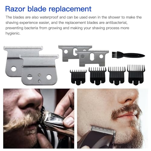 Durable Replacement 2PCss #04710 Blade T Liner Clipper Fit for Andis GTX GTO GO & for Andis Blackouts & for Andis T Outliner (Silver)