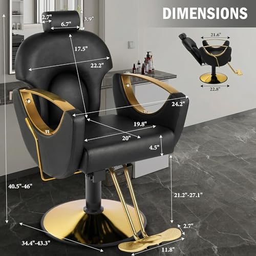 Salon Chair with Hydraulic Pump, 360 Swivel Barber Styling