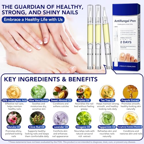VOFANK Toenail Fungus Pen with 25% Undecylenic Acid - Extra Strength Nail Treatment for Discolored, Damaged Nails