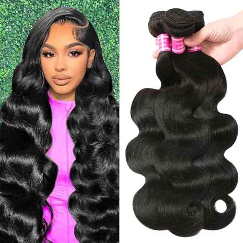 3 Brazilian Bundles Human Hair Body Wave Bundles 12a 100% Unprocessed Virgin Hair Bundle Deals Human Hair Weave Bundle Human Hair Extensions For Woman Natural Black Color 12 14 16 Inch