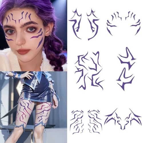 Purple Temporary Tattoo Stickers – 8 Pack Waterproof Body Art