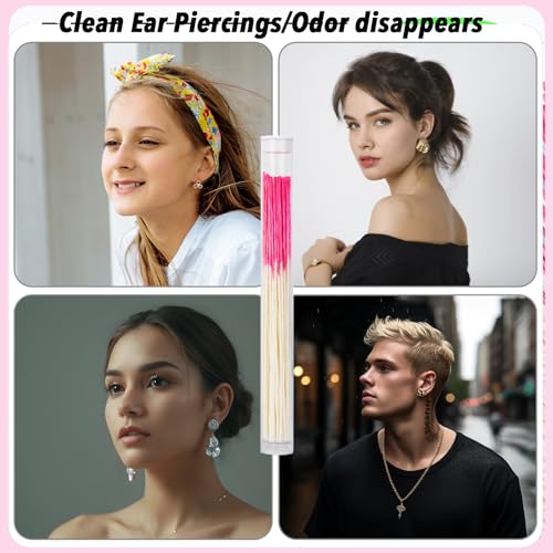 Ear Piercing Cleaner Floss - 300PCS Disposable Cleaning Sticks