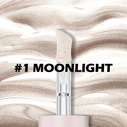 Erinde Liquid Highlighter Makeup, Face Highlighter Bronzer Makeup Stick, Natural Glossy Finish, Lightweight Blendable Silky Smooth Cream Face Illuminator Makeup, Cruelty-free, 01# MOONLIGHT