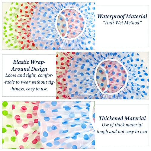 3-Pack Reusable Waterproof Shower Caps with Elastic Band