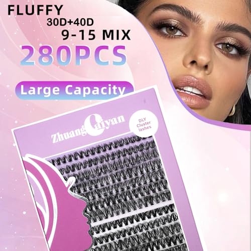 Eyelash Extension Kit 280pcs Cluster Lashes 9-15mm Mixed