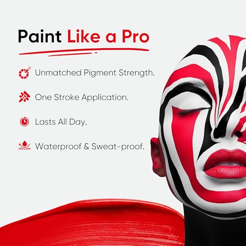 Blue Squid PRO Waterproof Face Paint Stick - Red, White & Black